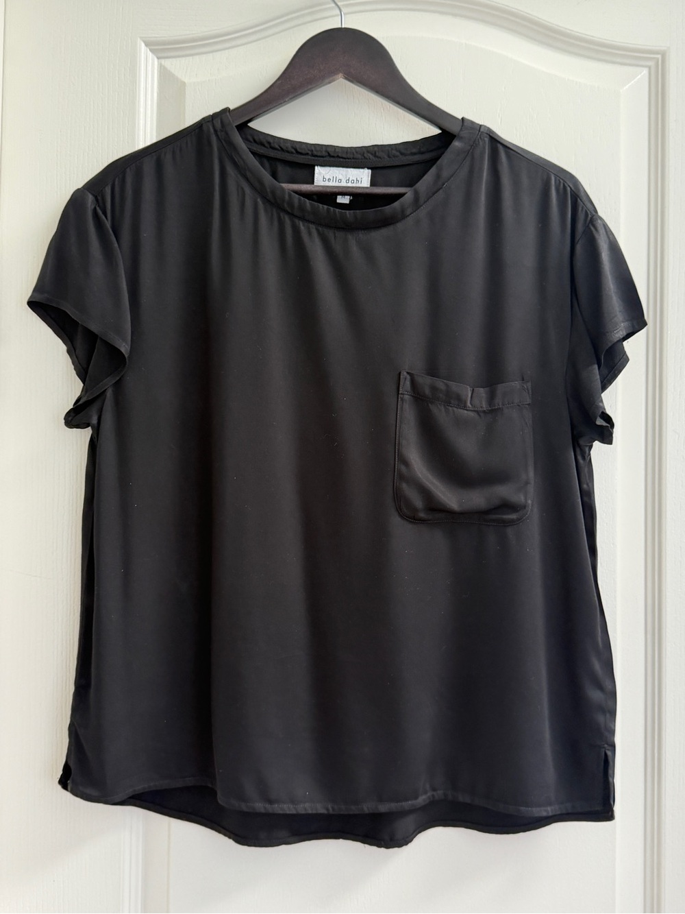Bella Dahl Black Short Sleeve Pocket Top